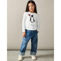 Pure Cotton Penguin Graphic Top (4-14 Yrs)