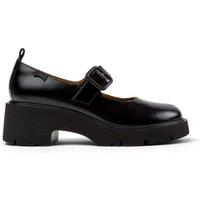 Leather Buckle Block Heel Round Toe Loafers