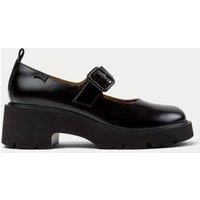 Leather Buckle Block Heel Round Toe Loafers