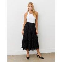 Lace Midi Tiered Skirt