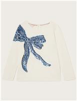 Pure Cotton Sequin Bow Top (3-13 Yrs)