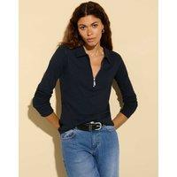 BAUKJEN Pure Cotton Half Zip Top Navy