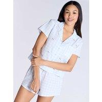 Pure Cotton Floral Checked Shortie Set