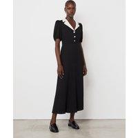 Crepe Collared Midi Tea Dress