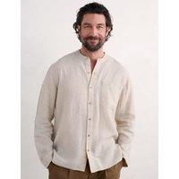 Pure Linen Grandad Collar Shirt