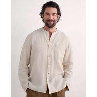 Pure Linen Grandad Collar Shirt