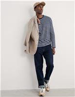 Pure Cotton Striped Crew Neck Top