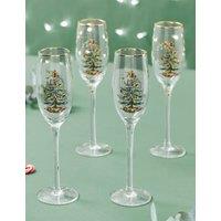 Set of 4 Christmas Tree Champagne Flutes