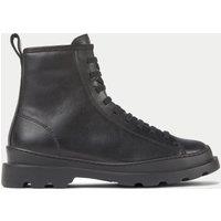 Leather Lace Up Block Heel Ankle Boots