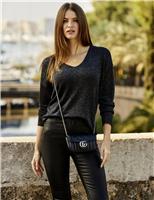 Sparkly V-Neck Metallic Jumper