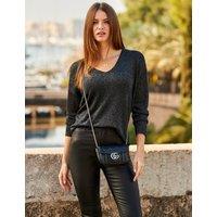 Sparkly V-Neck Metallic Jumper