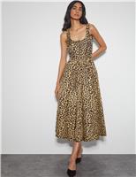 Animal Print Midi Waisted Dress