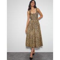 Animal Print Midi Waisted Dress
