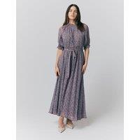 Georgette Floral Shirred Maxi Waisted Dress