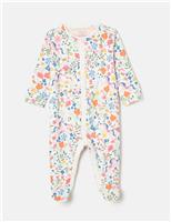 Joules Pure Cotton Floral Pony Sleepsuit (0-18 Mths) Cream Mix