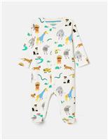 Joules Pure Cotton Safari Animal Sleepsuit (0-18 Mths) Cream