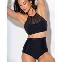 Pour Moi Ruched High Waisted Bikini Bottoms Black