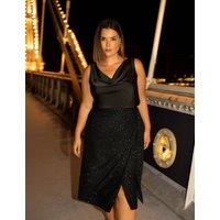 Jersey Sparkly Midi Wrap Skirt