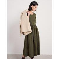 Cotton Rich Scoop Neck Midaxi Waisted Dress