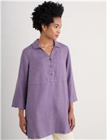 Seasalt Cornwall Pure Linen Collared Tunic Purple