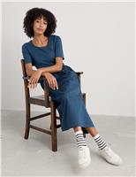 Cotton Rich Scoop Neck Midaxi Waisted Dress