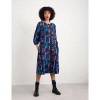 Linen Rich Floral Midi Shift Dress