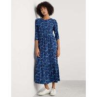 Cotton Blend Floral Midaxi Tiered Dress