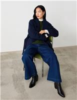 Leather Western Block Heel Ankle Boots