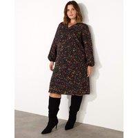 Ditsy Floral V-Neck Midi Swing Dress