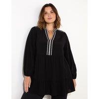 V-Neck Blanket Stitch Tunic