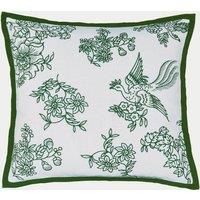 Pure Cotton Hibiscus Embroidered Cushion