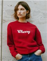 Cotton Rich Cherry Slogan Sweat-shirt