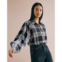 Pure Cotton Checked Collared Relaxed Shirt