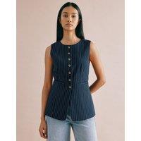 Pinstripe Collarless Waistcoat