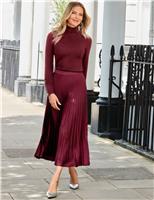 Satin Pleated Midi Skirt