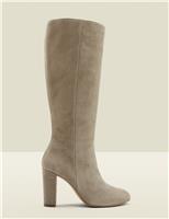Suede Block Heel Knee High Boots