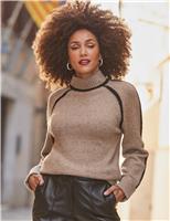 Colour Block High Neck Jumper