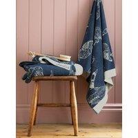Joules Pure Cotton Wild Fowl Towel Royal Blue