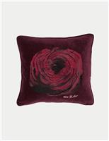 Velvet Expressionist Floral Cushion