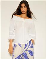 Smocked Detail Off The Shoulder Top