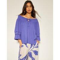 Smocked Detail Off The Shoulder Top