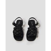 Leather Woven Flatform Slingback Sandals