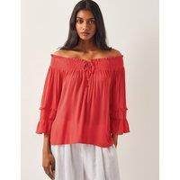 Monsoon Shirred Bardot Top Pink