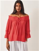 Shirred Bardot Top