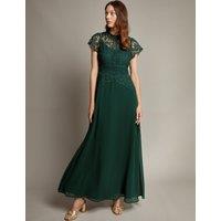 Monsoon Lace Round Neck Maxi Dress Green