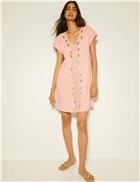 Pure Cotton V-Neck Knee Length Kaftan Dress