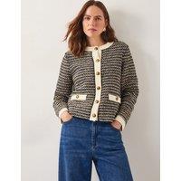 Cotton Blend Textured Knitted Short Jacket