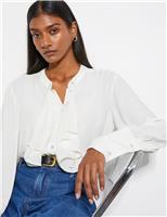 Monsoon Frill Detail Button Through Blouse Ivory