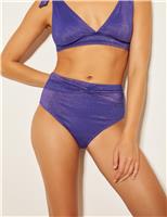 Monsoon Knot Detail Roll Top Bikini Bottoms Navy Mix