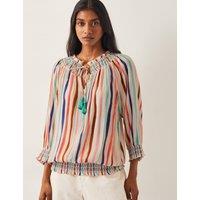 Striped Tie Neck Top